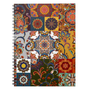 Seamless colourful patchwork tile with Islam, Arab Notebook