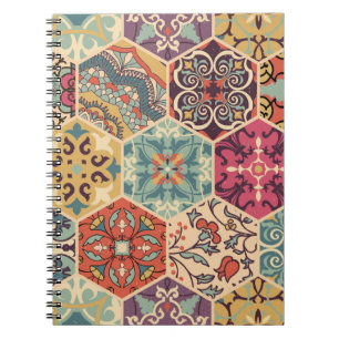 Seamless colourful patchwork tile with Islam, Arab Notebook