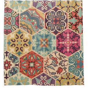Seamless colourful patchwork tile with Islam, Arab Shower Curtain