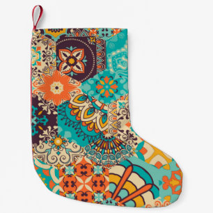 Seamless colourful patchwork tile with Islam, Arab Small Christmas Stocking