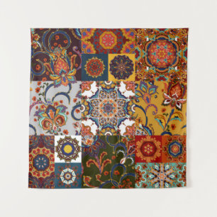 Seamless colourful patchwork tile with Islam, Arab Tapestry