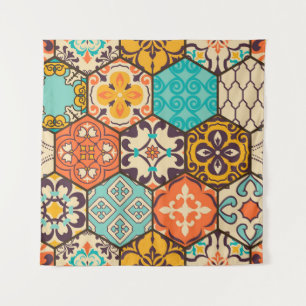 Seamless colourful patchwork tile with Islam, Arab Tapestry