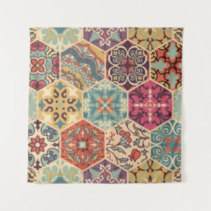 Seamless colourful patchwork tile with Islam, Arab Tapestry