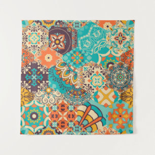 Seamless colourful patchwork tile with Islam, Arab Tapestry