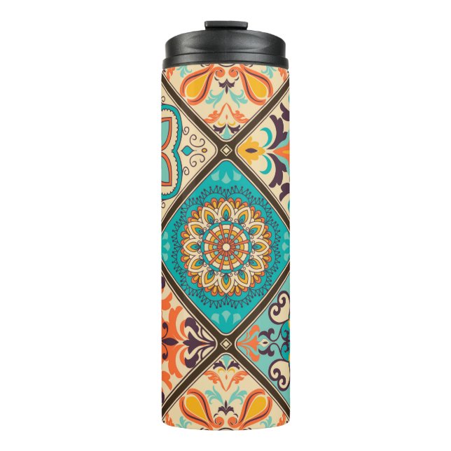 Seamless colourful patchwork tile with Islam, Arab Thermal Tumbler (Front)