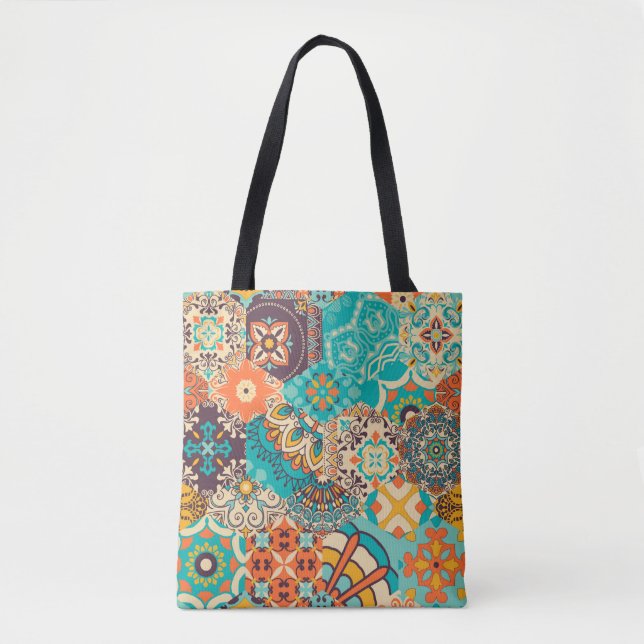Seamless colourful patchwork tile with Islam, Arab Tote Bag (Front)