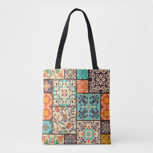 Seamless colourful patchwork tile with Islam, Arab Tote Bag (Front)