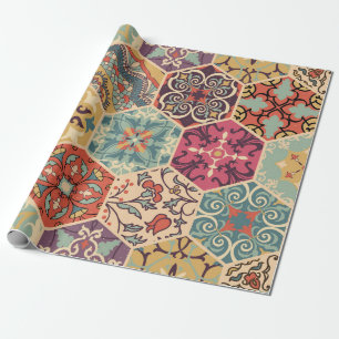 Seamless colourful patchwork tile with Islam, Arab Wrapping Paper