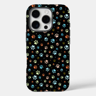 Seamless Colourful Small Dog Paws  iPhone 16 Pro Case