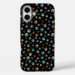 Seamless Colourful Small Dog Paws  iPhone 16 Plus Case