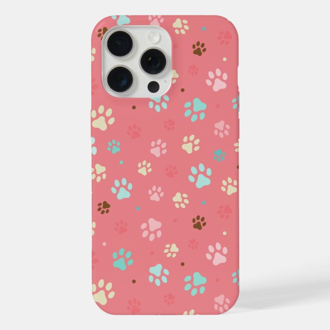 Seamless Colourful Small Dog Paws  iPhone Case (Back)