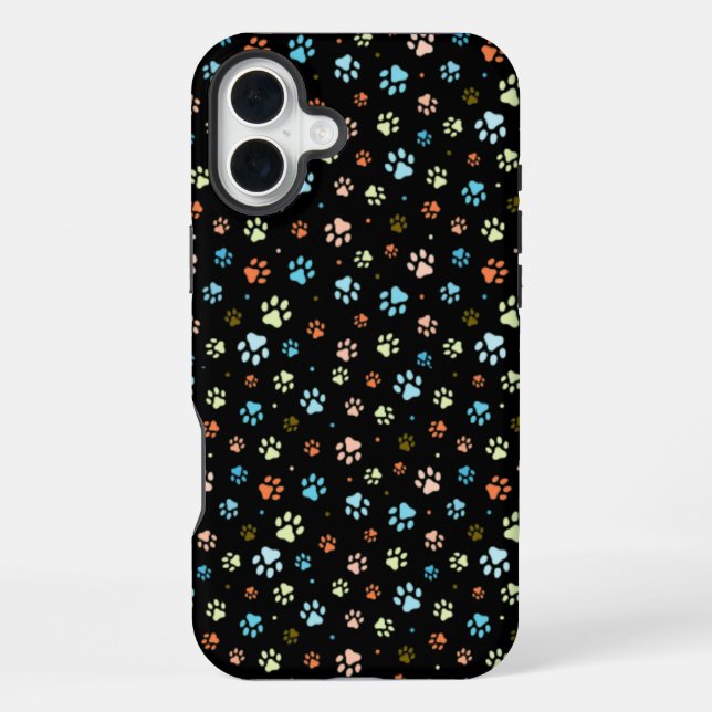 Seamless Colourful Small Dog Paws  iPhone Case (Back)