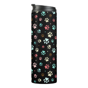 Seamless Colourful Small Dog Paws  Thermal Tumbler