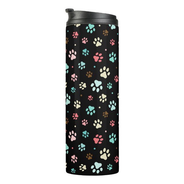 Seamless Colourful Small Dog Paws  Thermal Tumbler (Rotated Right)