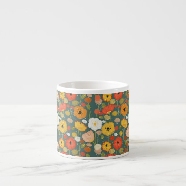 Seamless Colourful Wildflower Pattern Espresso Cup (Front)