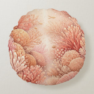 Seamless Coral Reef Mysticism Round Cushion