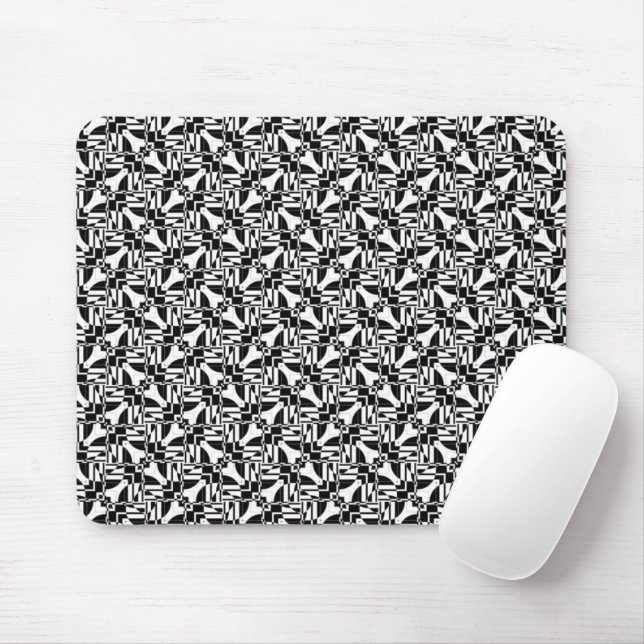 Seamless Core Pattern black White Checkers Mouse Mat (With Mouse)