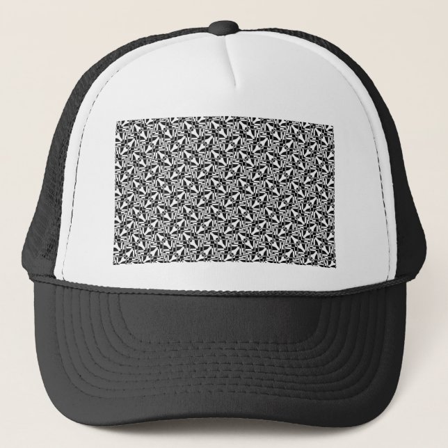 Seamless Core Pattern black White Checkers Trucker Hat (Front)