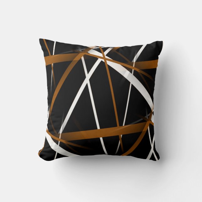 Seamless Criss Cross Sienna Brown and White Lines Cushion (Front)
