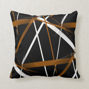 Seamless Criss Cross Sienna Brown and White Lines Cushion