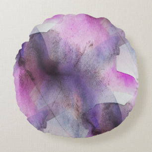 seamless cubism purple abstract art round cushion