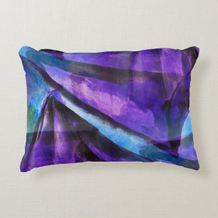 seamless cubism purple, blue abstract art decorative cushion