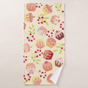 seamless cup cake illustration bath towel