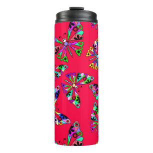 Seamless cute cartoon bright butterfly pattern col thermal tumbler