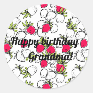Seamless cute cartoon bright strawberry pattern classic round sticker
