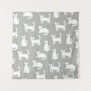 Seamless cute cats pattern, playful design. tapestry
