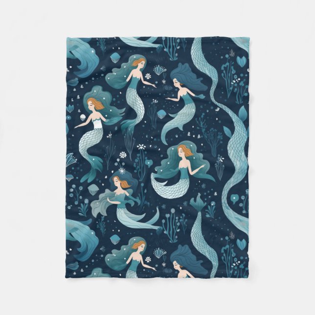 Seamless Cute Mermaid Tail Velveteen Plush Blanket (Front)