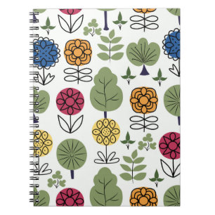 Seamless cute pattern, nature in summer, abstract notebook