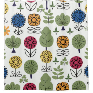 Seamless cute pattern, nature in summer, abstract shower curtain