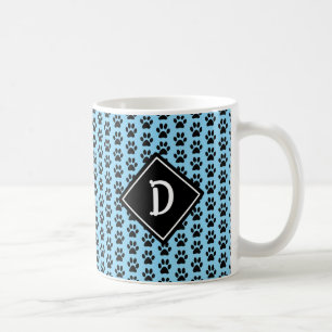 Seamless Cute Paw Print Monogram Coffee Mug