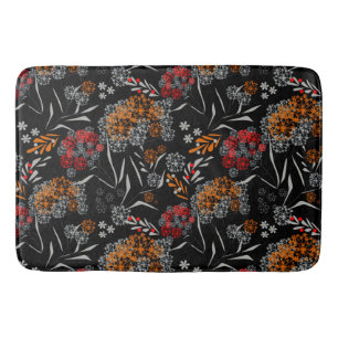 Seamless cute small flowers floral pattern black v bath mat