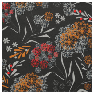 Seamless cute small flowers floral pattern black v fabric