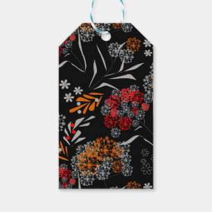 Seamless cute small flowers floral pattern black v gift tags