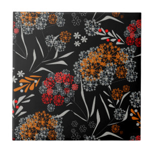 Seamless cute small flowers floral pattern black v tile