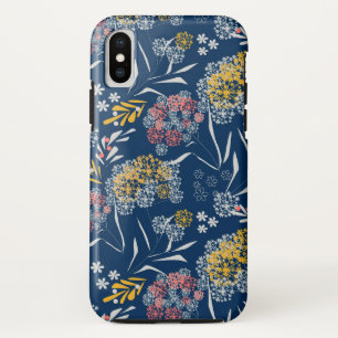 Seamless cute small flowers floral pattern navy vi iPhone x case
