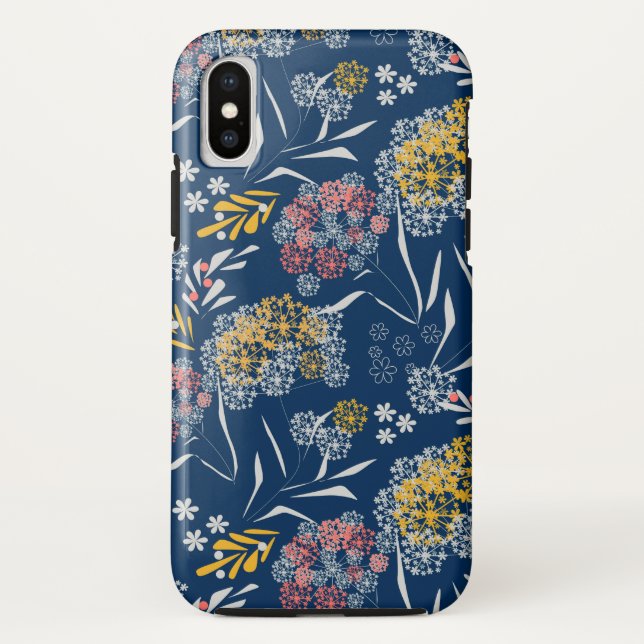Seamless cute small flowers floral pattern navy vi Case-Mate iPhone case (Back)