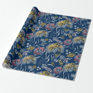 Seamless cute small flowers floral pattern navy vi wrapping paper