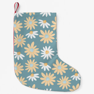 Seamless daisies pattern in small naive wild flowe christmas stocking