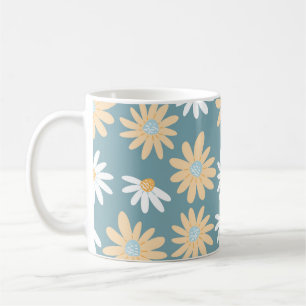 Seamless daisies pattern in small naive wild flowe coffee mug
