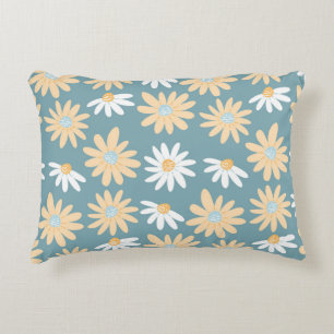 Seamless daisies pattern in small naive wild flowe decorative cushion