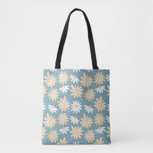 Seamless daisies pattern in small naive wild flowe tote bag