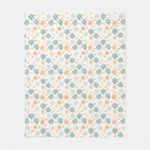 Seamless Daisy Flower In Blue, Orange, and Yellow Fleece Blanket