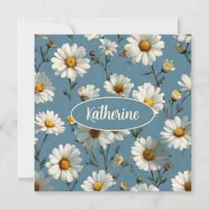 Seamless Daisy Flower Pattern on Blue