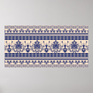 Seamless damask pattern, classic wallpaper, backgr poster