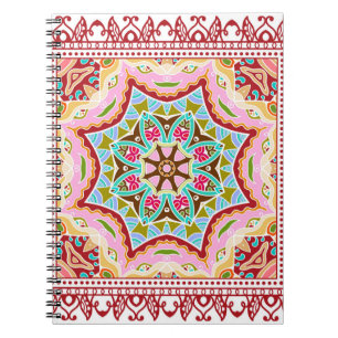 Seamless damask with colourful patchwork. Vintage Notebook