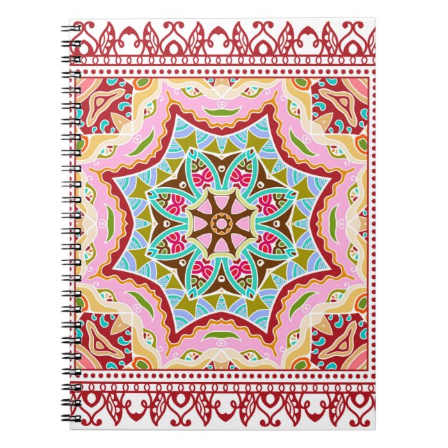 Seamless damask with colourful patchwork. Vintage  Notebook (Front)